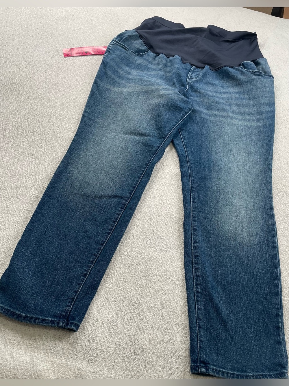 Old Navy WOW  Blue Maternity Straight Jeans with Navy Panel~ Size 18 Short